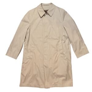 VTG Botany 500 Trench Rain Coat Mens Beige Zip Out Borg Lining Jacket USA 42R